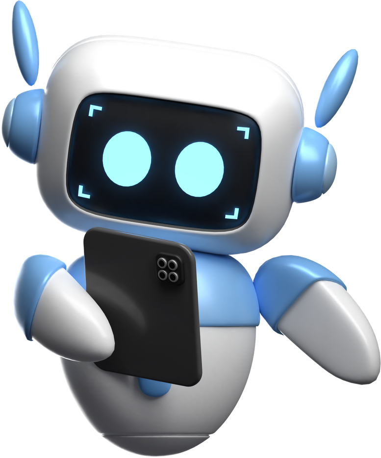 3D Robot with Tablet Illustration